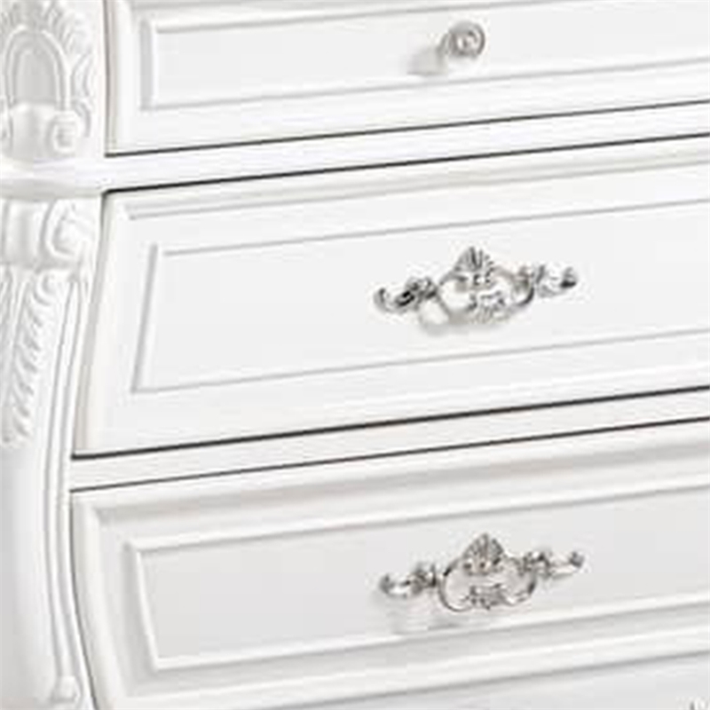 Valena Nightstand- 3 Drawers- White Solid Wood- Metal Handles- 31 Inch