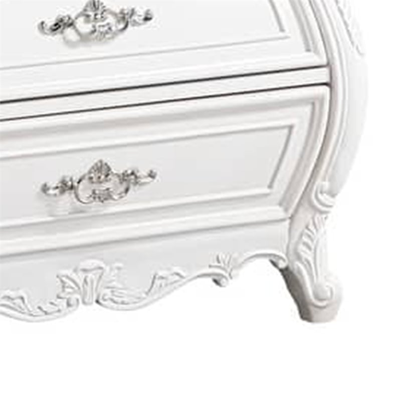 Valena Nightstand- 3 Drawers- White Solid Wood- Metal Handles- 31 Inch