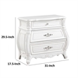 Valena Nightstand- 3 Drawers- White Solid Wood- Metal Handles- 31 Inch