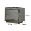 Vino 2 Drawer Nightstand- Plinth Base Gray Wood wity Silver Trim