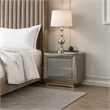 Vino 2 Drawer Nightstand- Plinth Base Gray Wood wity Silver Trim