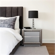 Vino 2 Drawer Nightstand- Plinth Base Gray Wood wity Silver Trim