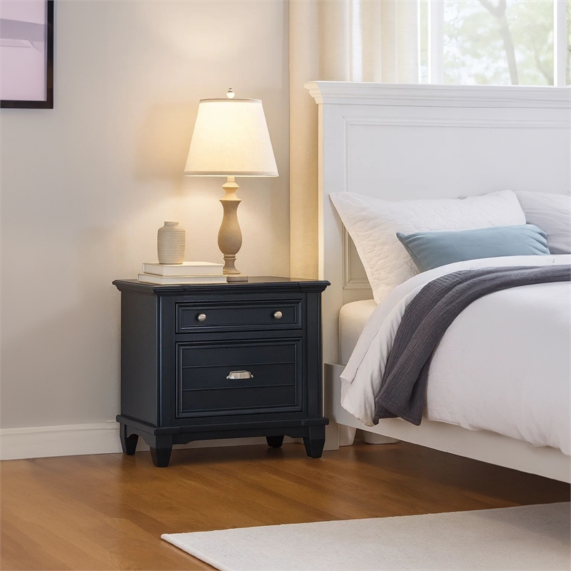 Zeny Nightstand- 1 Cup Handle Drawer with 1 Shelf- Solid Wood