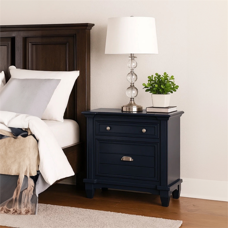 Zeny Nightstand- 1 Cup Handle Drawer with 1 Shelf- Solid Wood