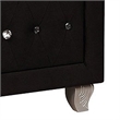 Rea Nightstand- 2 Drawers with Crystal Knobs- Black Velvet Upholstery
