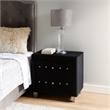 Rea Nightstand- 2 Drawers with Crystal Knobs- Black Velvet Upholstery