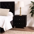 Rea Nightstand- 2 Drawers with Crystal Knobs- Black Velvet Upholstery
