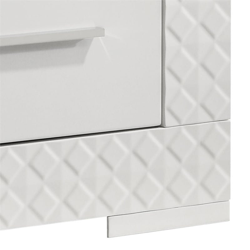 Dema 2 Drawer Nightstand- High Gloss White Textured Trim