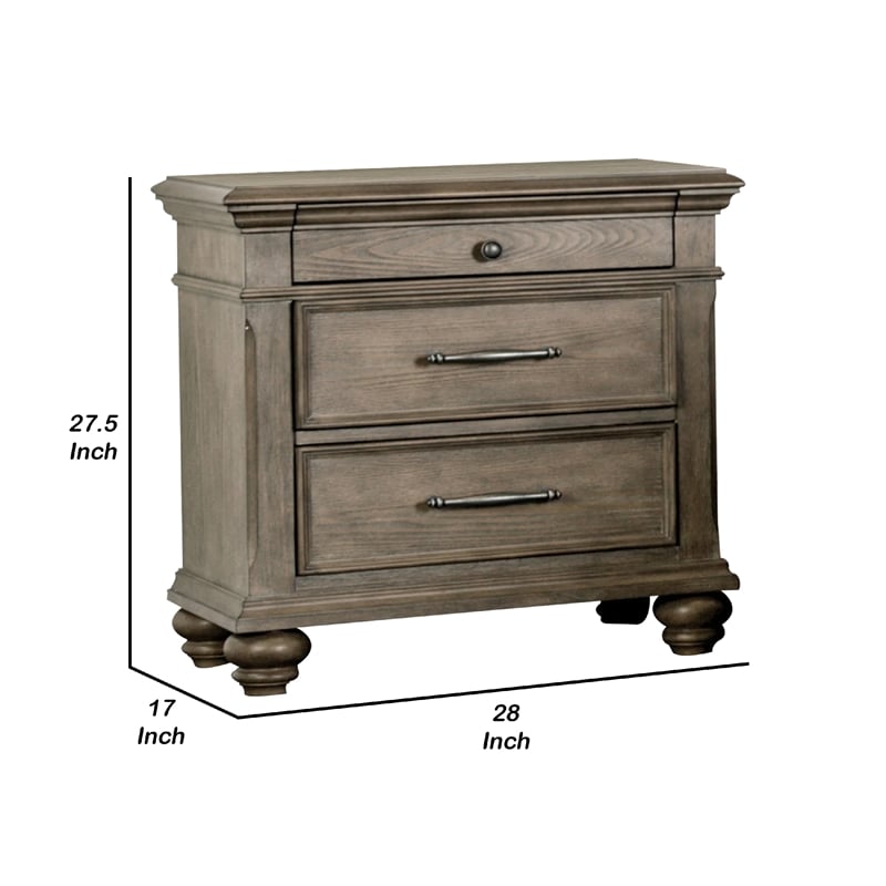 Zea Nightstand for Bedroom- 3 Drawers