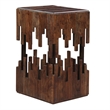 24 Inch Accent Side End Table- Brown Acacia Wood- Slatted Square Top