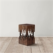 24 Inch Accent Side End Table- Brown Acacia Wood- Slatted Square Top