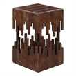 24 Inch Accent Side End Table- Brown Acacia Wood- Slatted Square Top