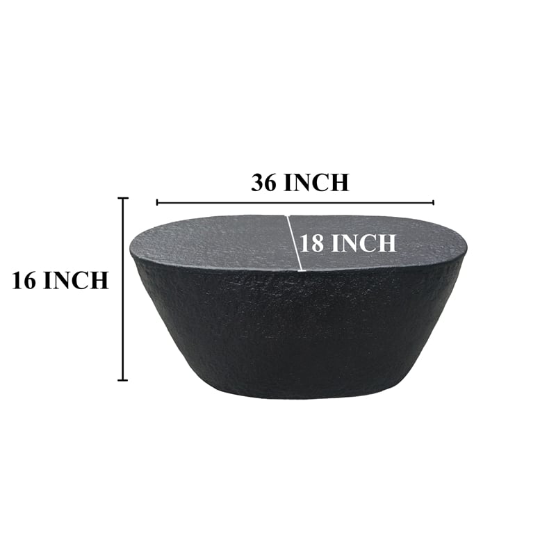 Josi 36 Inch Coffee Table- Matte Black Sculptural Aluminum Frame