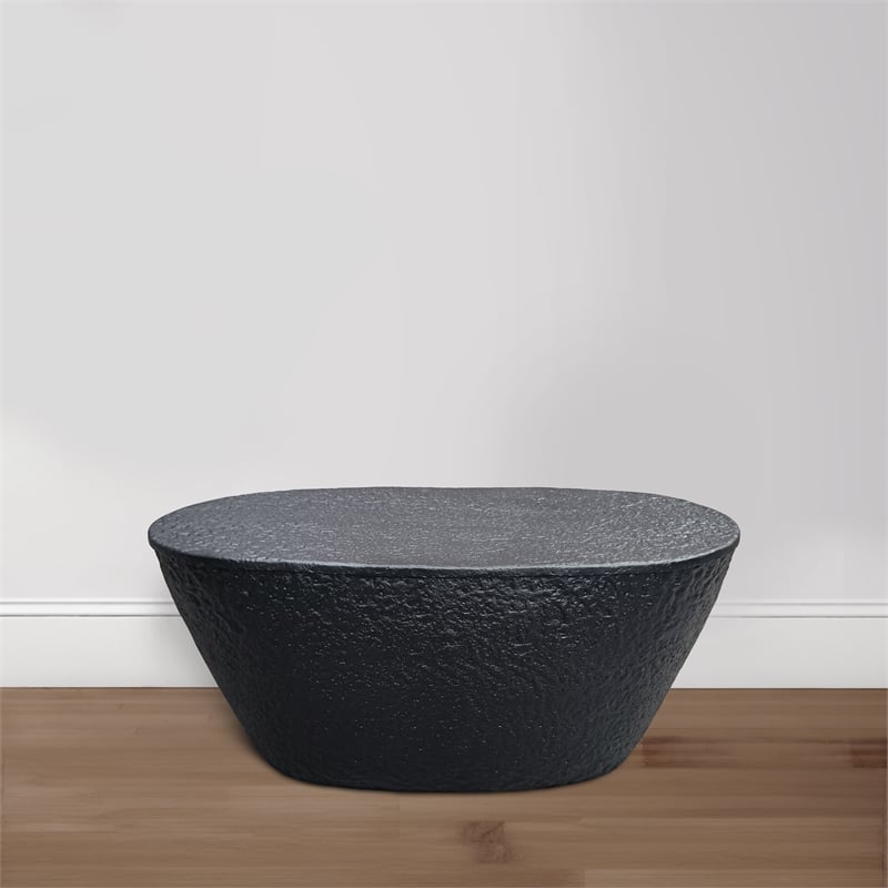 Josi 36 Inch Coffee Table- Matte Black Sculptural Aluminum Frame