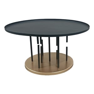 Neci 31 Inch Coffee Table- Round Matte Black Tray Top