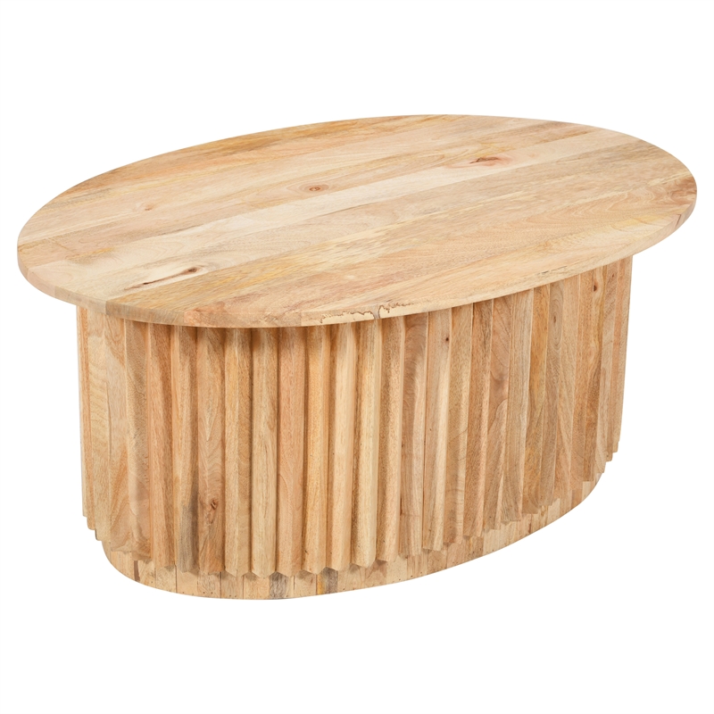 Muna Coffee Table- 36 Inch Oval Top- Handcrafted in  Mango Wood