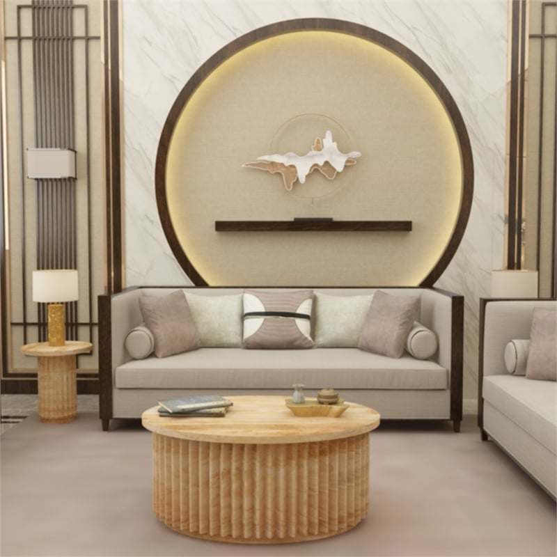 Muna Coffee Table- 36 Inch Oval Top- Handcrafted in  Mango Wood