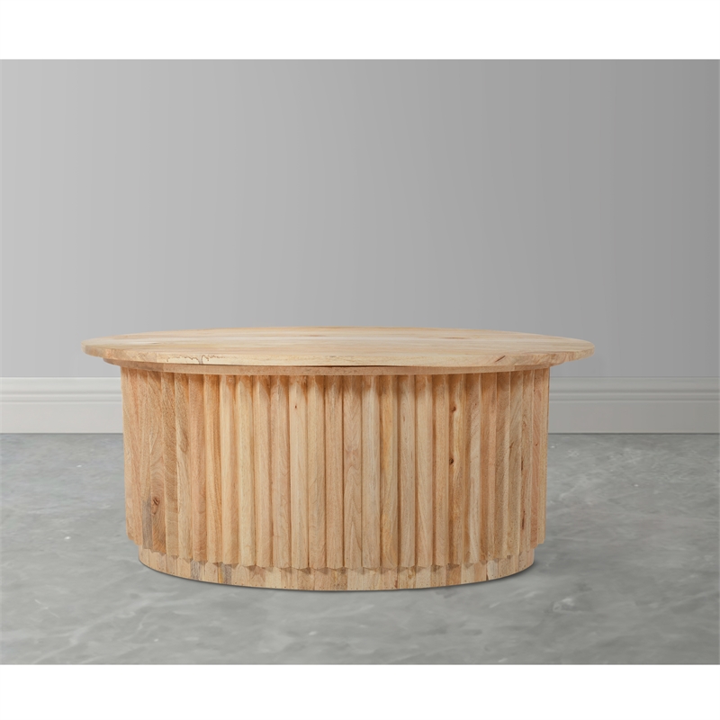 Muna Coffee Table- 36 Inch Oval Top- Handcrafted in  Mango Wood