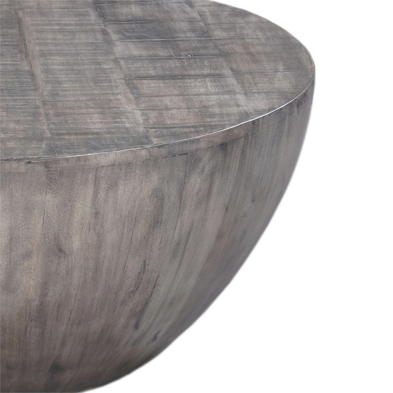 36 Inch Round Coffee Table- Handcrafted Drum Shape