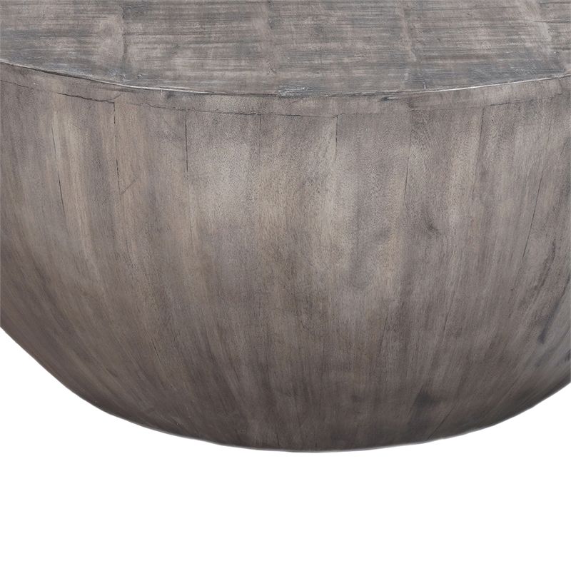 36 Inch Round Coffee Table- Handcrafted Drum Shape