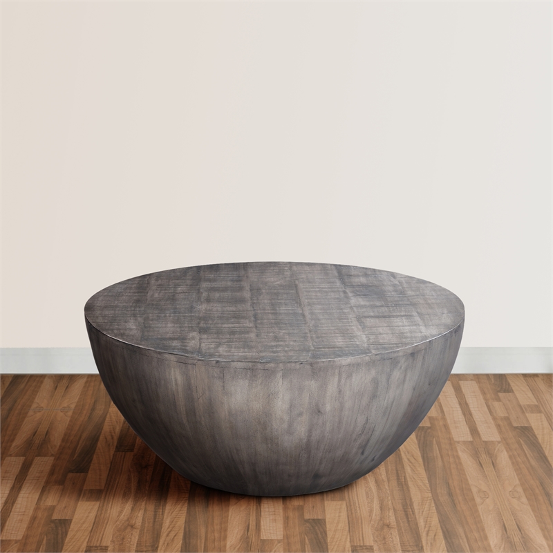 36 Inch Round Coffee Table- Handcrafted Drum Shape