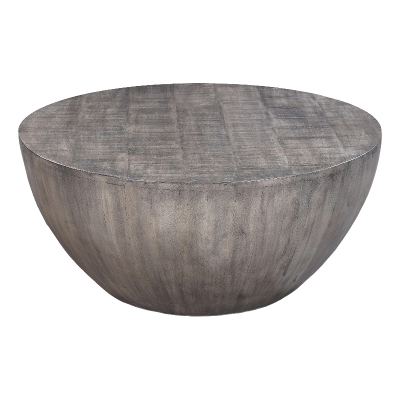 36 Inch Round Coffee Table- Handcrafted Drum Shape