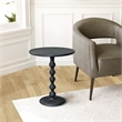 Shae 22 Inch Round Side End Table - Matte Black Aluminum Cast- Hammered Texture