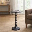 Shae 22 Inch Round Side End Table - Matte Black Aluminum Cast- Hammered Texture