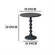 Shae 22 Inch Round Side End Table - Matte Black Aluminum Cast- Hammered Texture