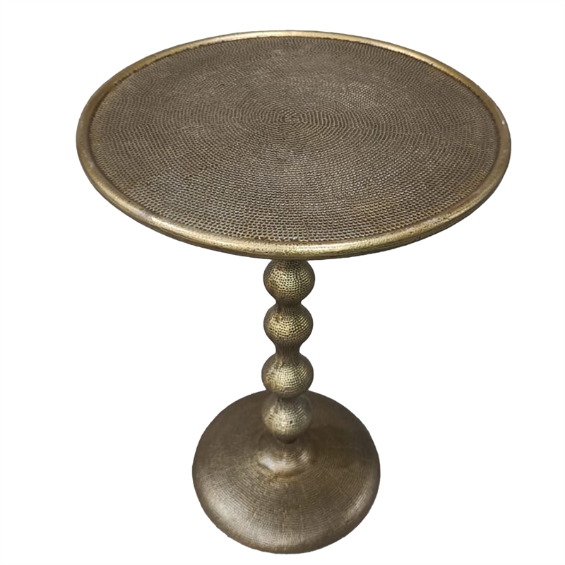 Shae 22 Inch Round Side End Table-Antique Brass Cast Aluminum