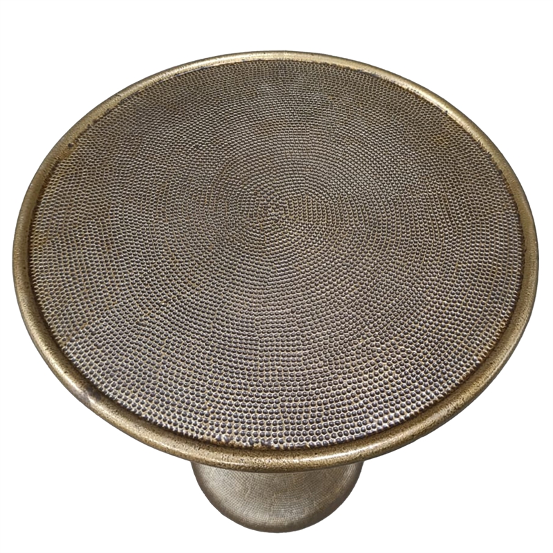 Shae 22 Inch Round Side End Table-Antique Brass Cast Aluminum