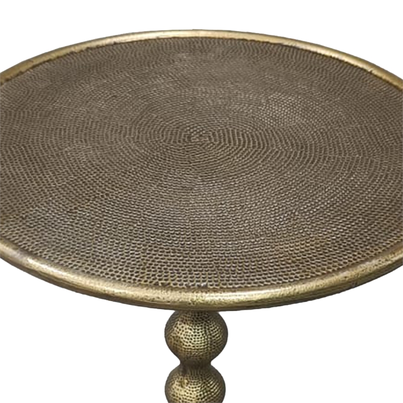 Shae 22 Inch Round Side End Table-Antique Brass Cast Aluminum