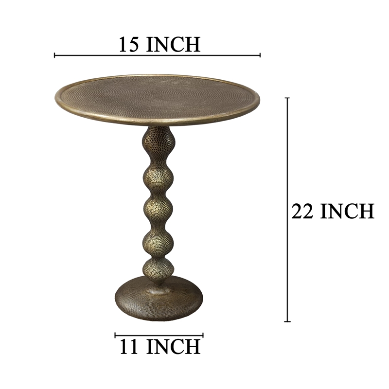 Shae 22 Inch Round Side End Table-Antique Brass Cast Aluminum