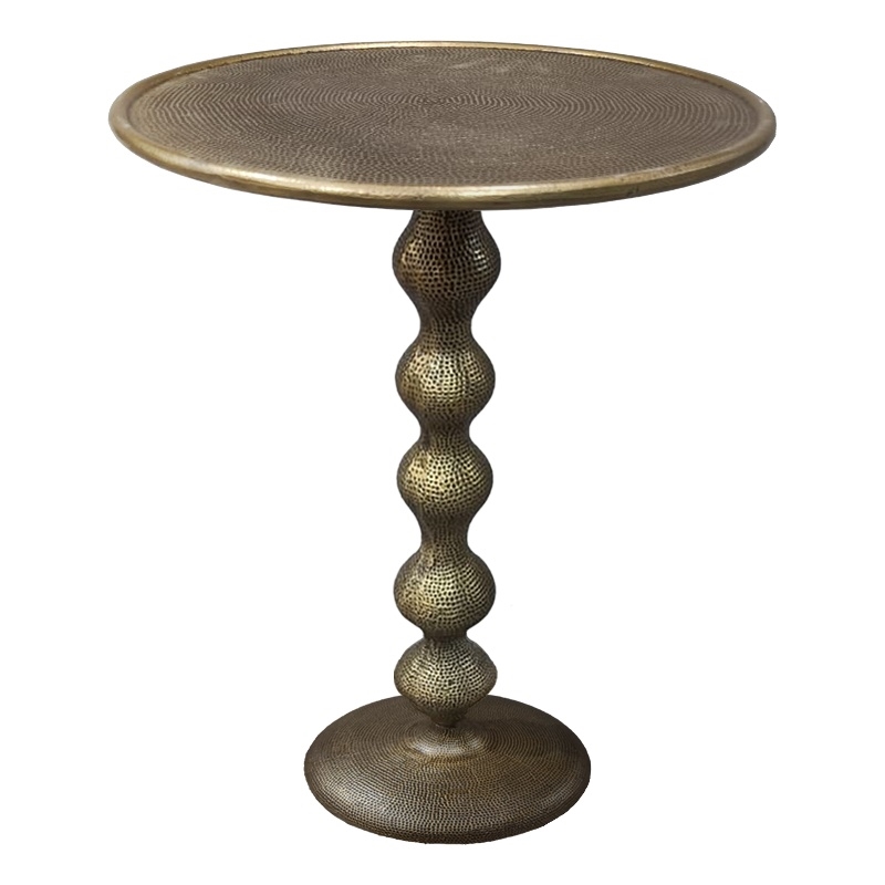 Shae 22 Inch Round Side End Table-Antique Brass Cast Aluminum
