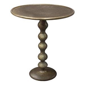 Shae 22 Inch Round Side End Table-Antique Brass Cast Aluminum