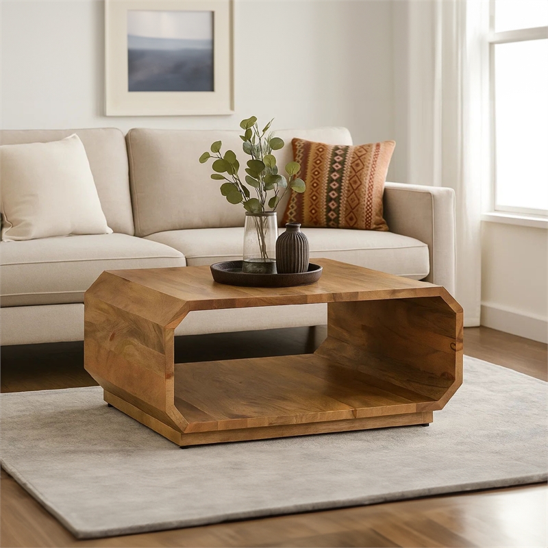 30 Inch Coffee Table- Handcrafted Hollow Cube Shape