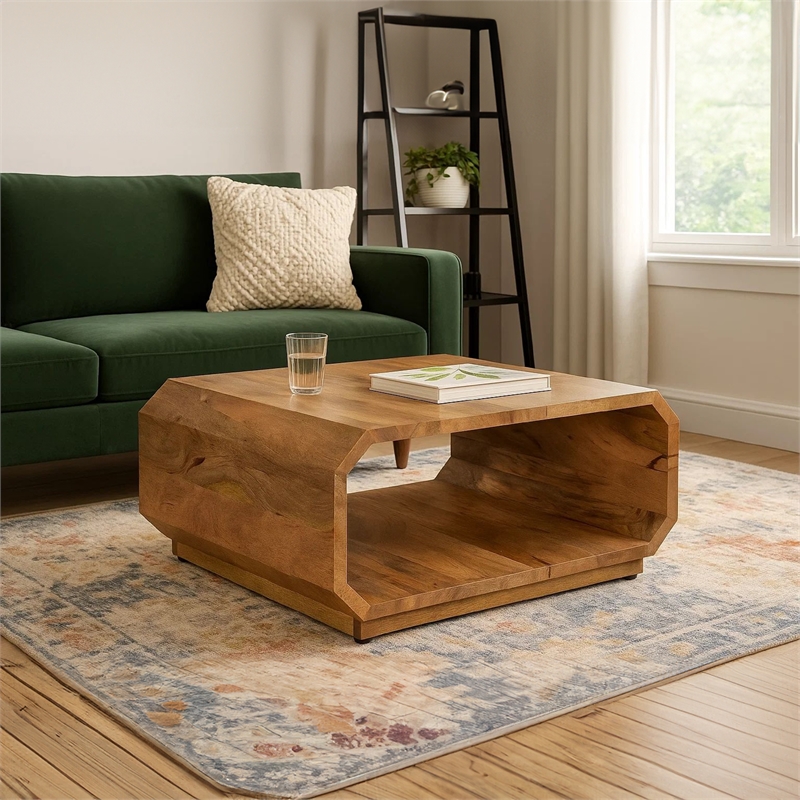 30 Inch Coffee Table- Handcrafted Hollow Cube Shape