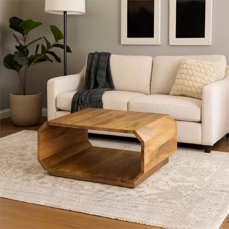 30 Inch Coffee Table- Handcrafted Hollow Cube Shape