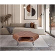 37 Inch Coffee Table- Handcrafted Curved Hexagon Shape with Open Shelf