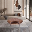 37 Inch Coffee Table- Handcrafted Curved Hexagon Shape with Open Shelf