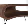 37 Inch Coffee Table- Handcrafted Curved Hexagon Shape with Open Shelf