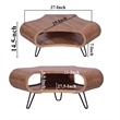 37 Inch Coffee Table- Handcrafted Curved Hexagon Shape with Open Shelf
