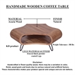 37 Inch Coffee Table- Handcrafted Curved Hexagon Shape with Open Shelf