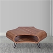 37 Inch Coffee Table- Handcrafted Curved Hexagon Shape with Open Shelf