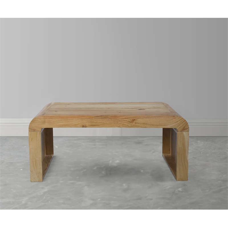 Cascade 36 Inch Coffee Table-Handcrafted Natural Acacia Wood