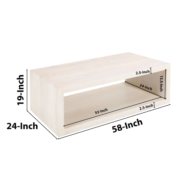 Keli Coffee Table- 58 Inch Minimalist Open Frame