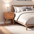 Nali Bedside Nightstand Table- 2 Drawers- Natural Brown Mango Wood- Brass Knobs
