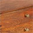 Nali Bedside Nightstand Table- 2 Drawers- Natural Brown Mango Wood- Brass Knobs