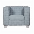 Reah Accent Chair-Knitted Light Blue Chenille-White Composite Wood