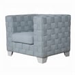 Reah Accent Chair-Knitted Light Blue Chenille-White Composite Wood